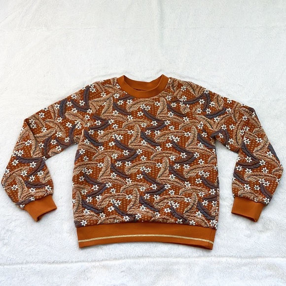 Like New & Other Stories Burnt Orange Floral Pullover Sweater - Picture 2 of 7
